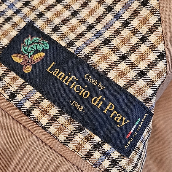 Brooks Brothers 1818 black/beige check wool-silk blend sportcoat men's 44R - Picture 8 of 10